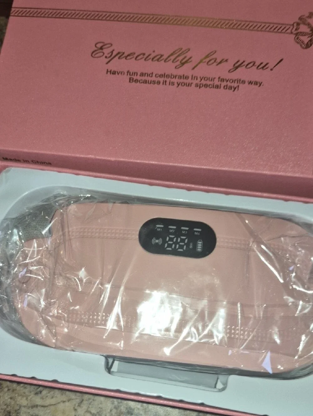 Portable Pink Electronic Wearable Menstrual Belt Massager Warmer New